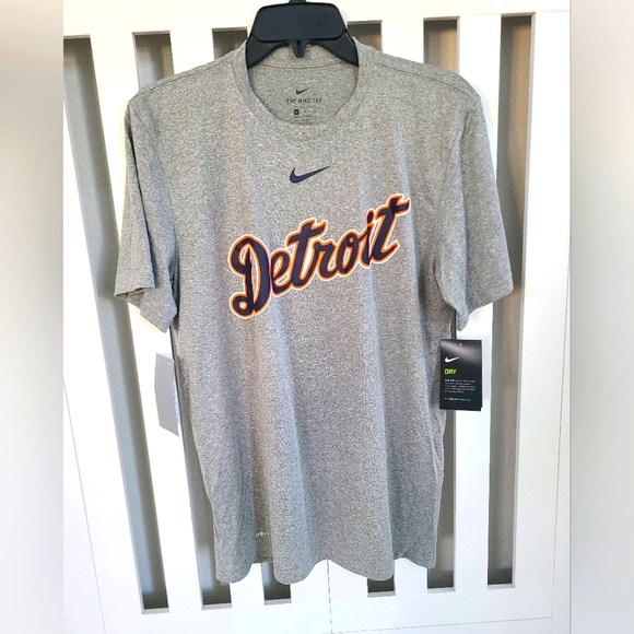 Brand New Nike MLB Detroit Tigers Woodmark Grey T-Shirt Mens Size Medium - Picture 1 of 14